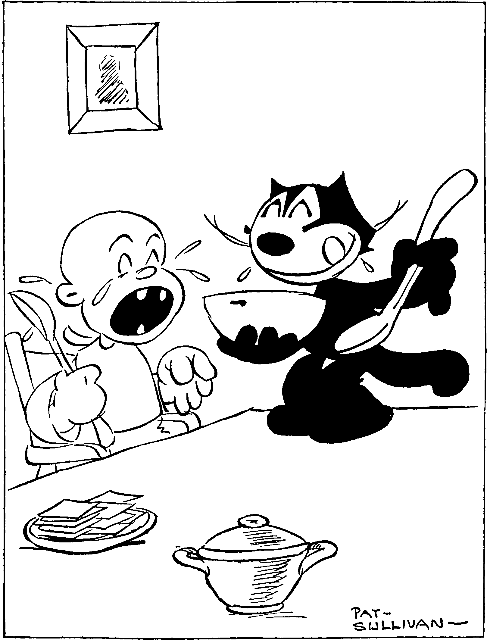 A cat eating a child’s meal