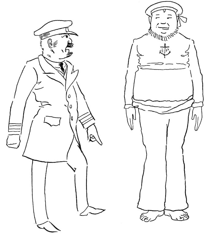 Black and white illustration of a ship