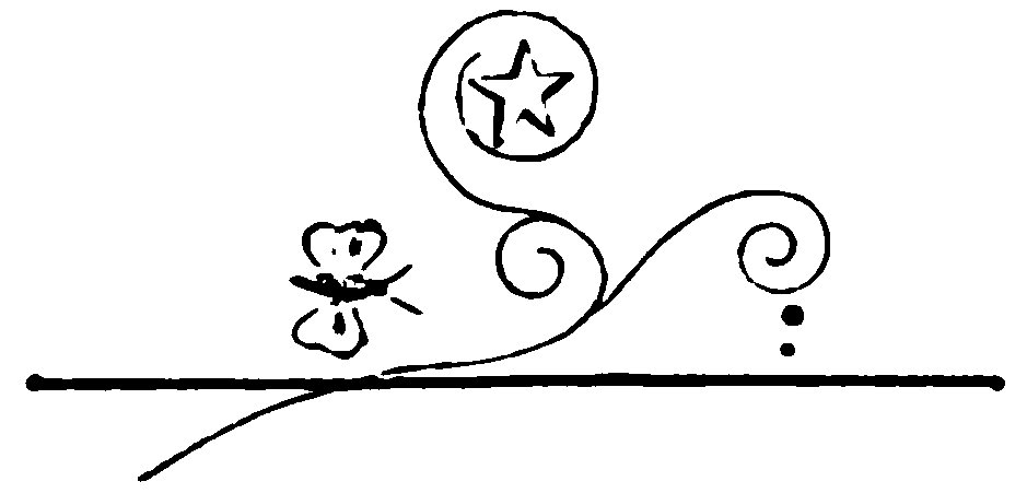 Butterfly and star symbol above a line.