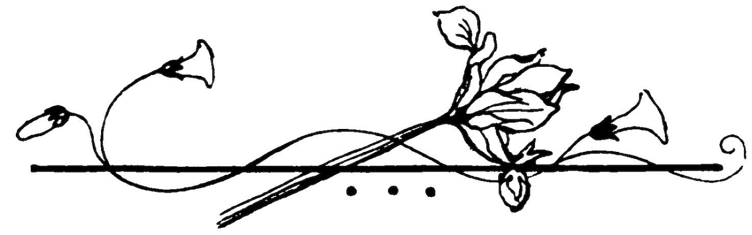 Flowering vines and leaves arranged along a horizontal line.
