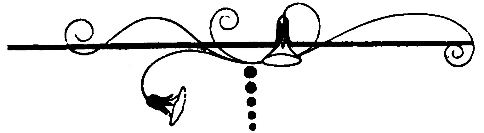 Swirling vines, flowers, and a vertical row of dots along a horizontal line.