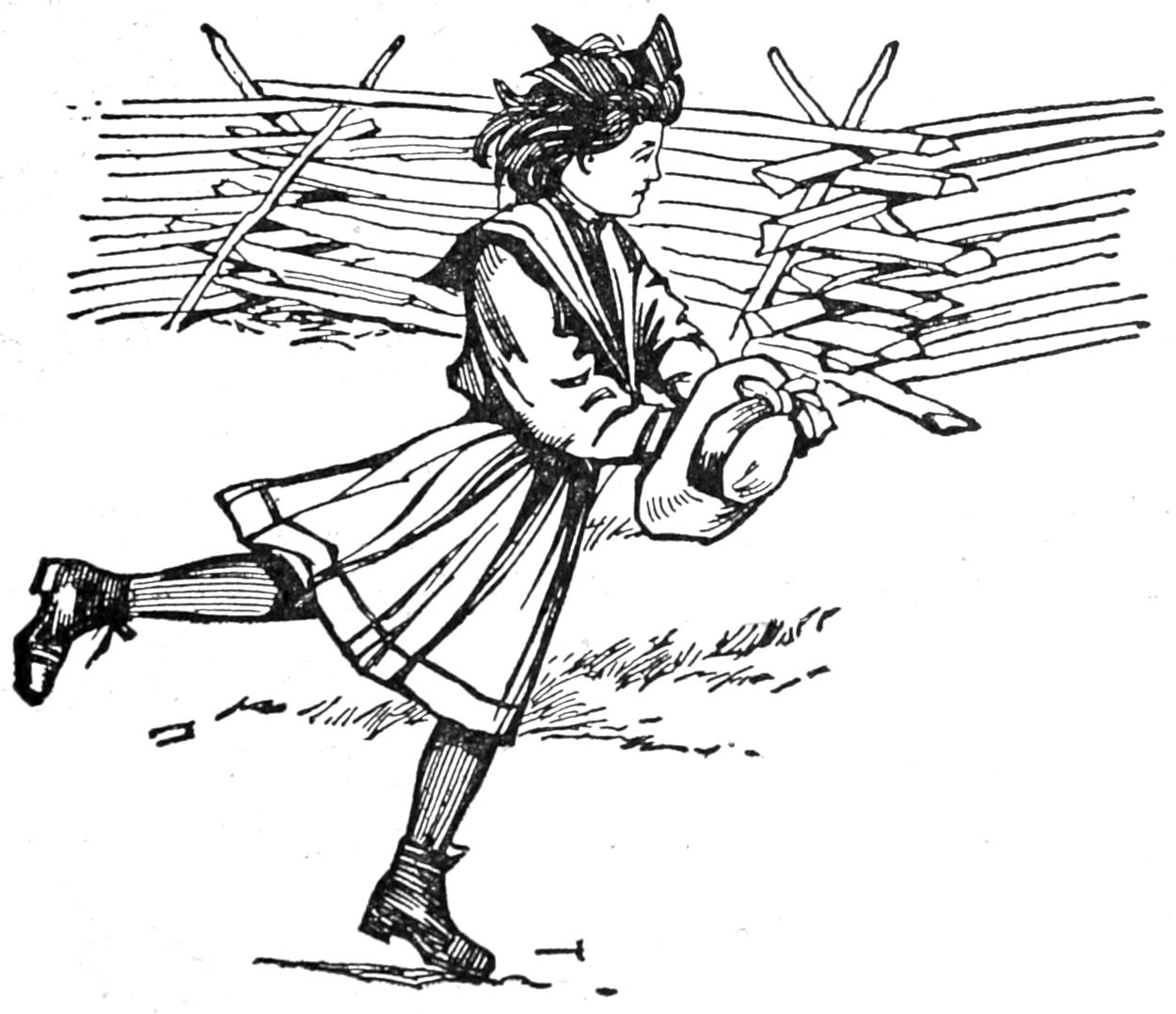 Girl running with hat in hand