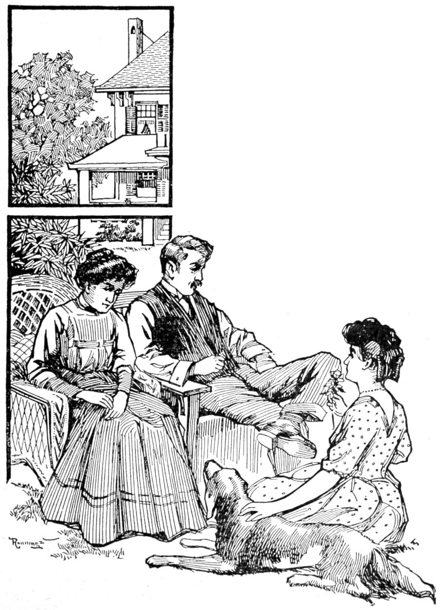 Mr. and Mrs. Bennet with their daughter and dog