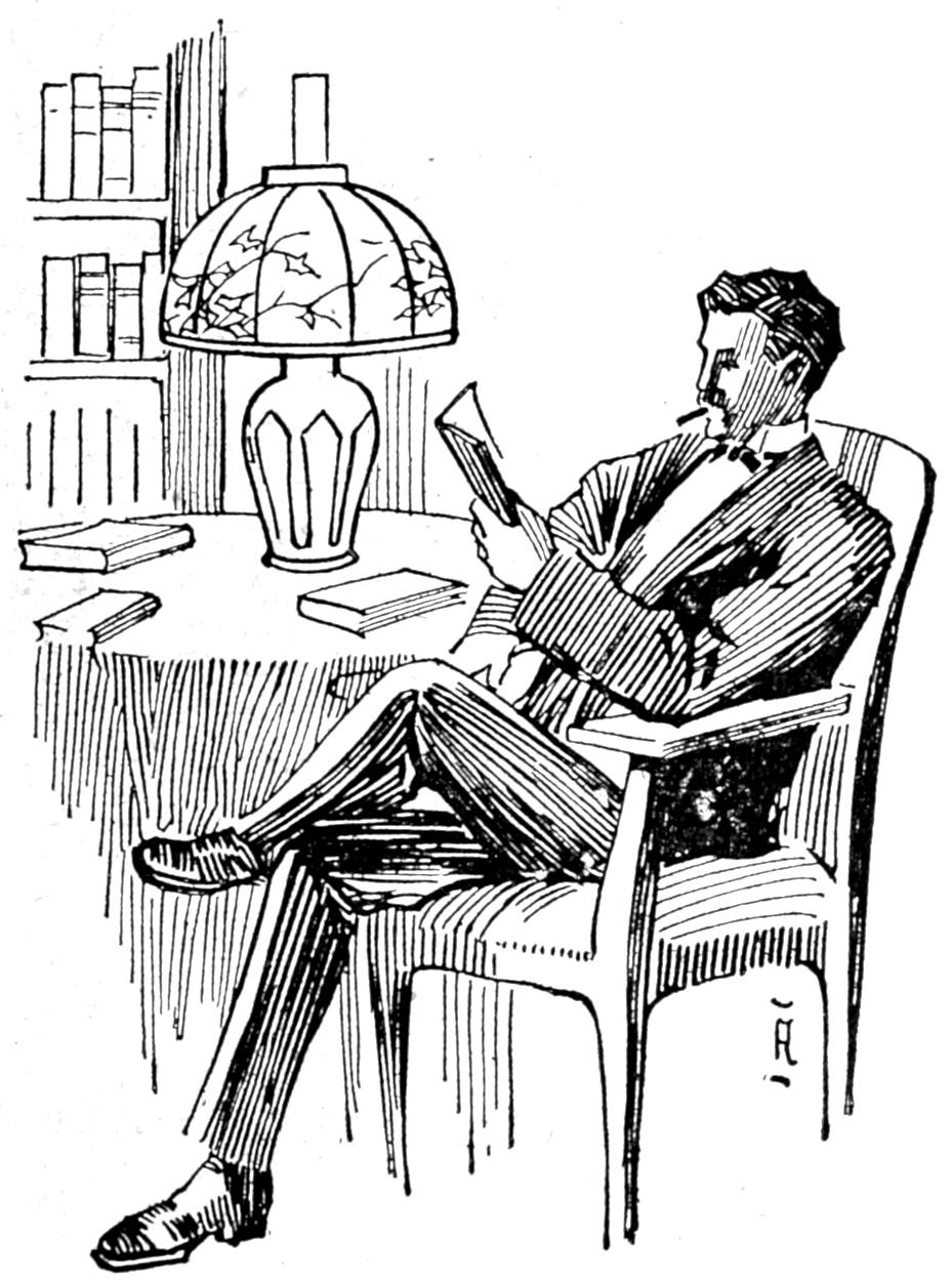 Man reading whilst smoking a cigar