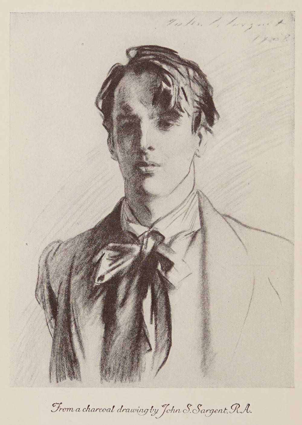 A portrait of a young W. B. Yeats, from a charcoal drawing by John S. Sargent, R.A.