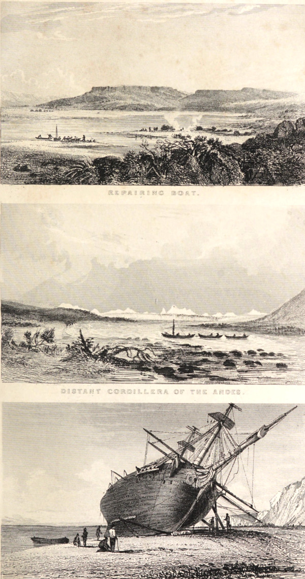 Three scenes of boat repair