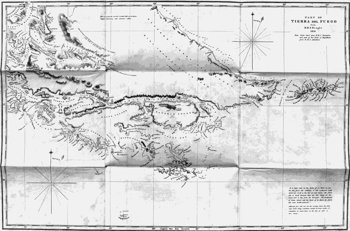 Chart of the coastal region of Tierra del Fuego.