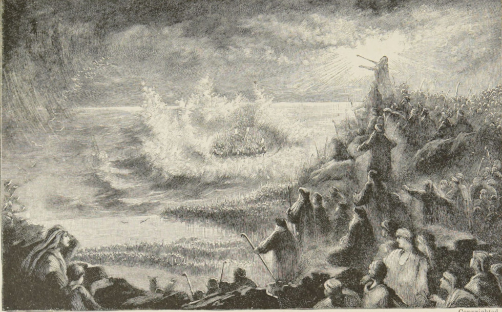 The nation watches as Moses opens the sea.