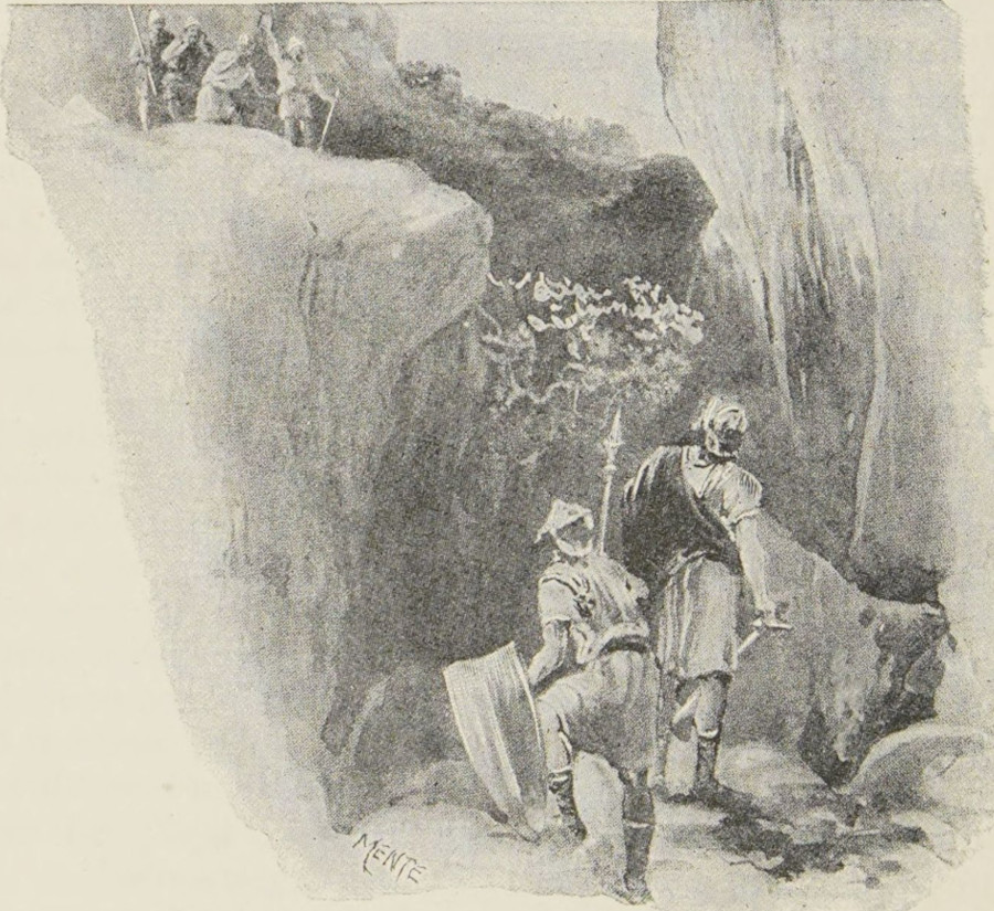 Soldiers look upon a hill.