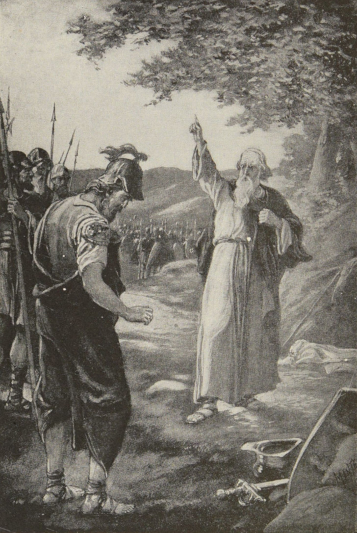 The prophet faces the king.