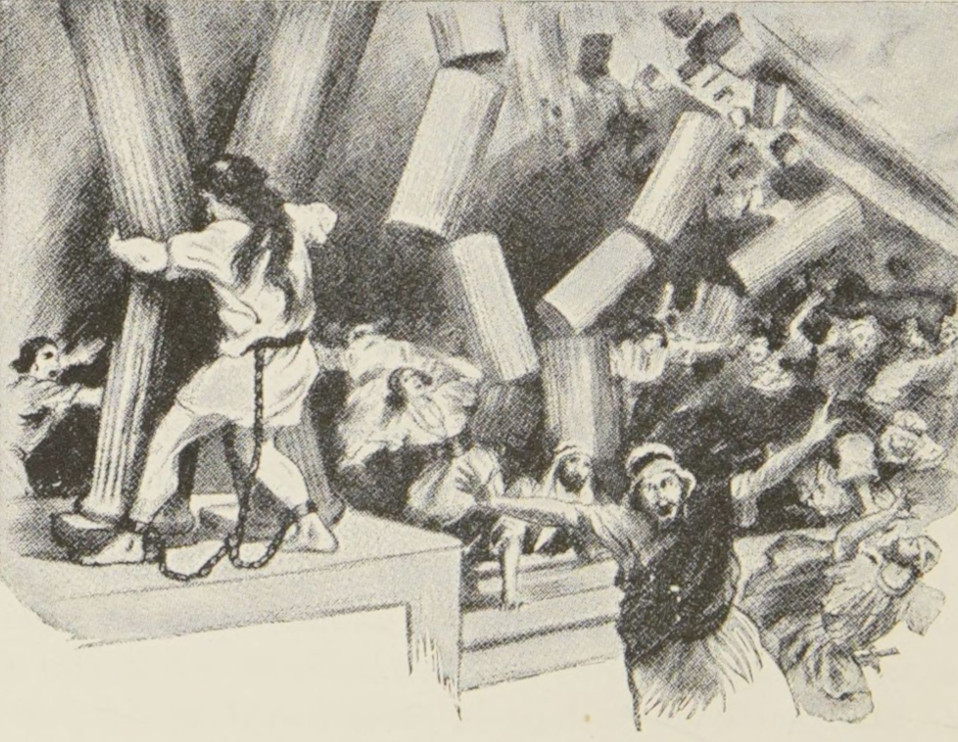 Samson pulls down the temple.
