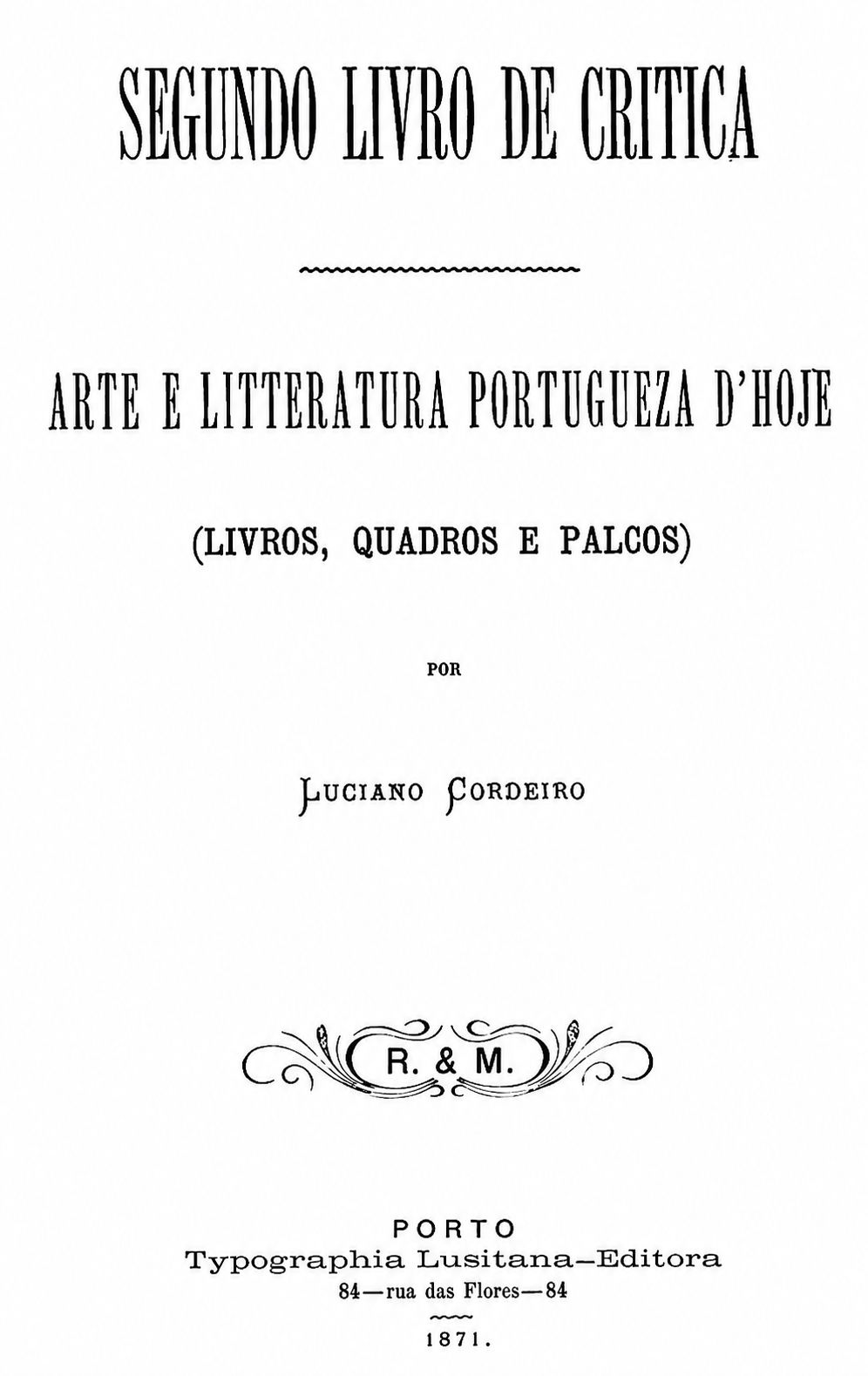 Página de título do livro Segundo Livro de Critica