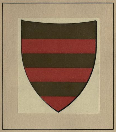 Amidei shield: three red stripes on gold field, with gold stripe at the top.