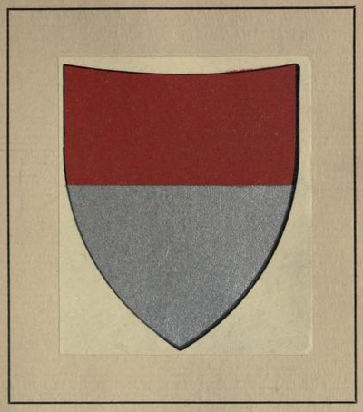 Donati shield: top half red, bottom half silver.