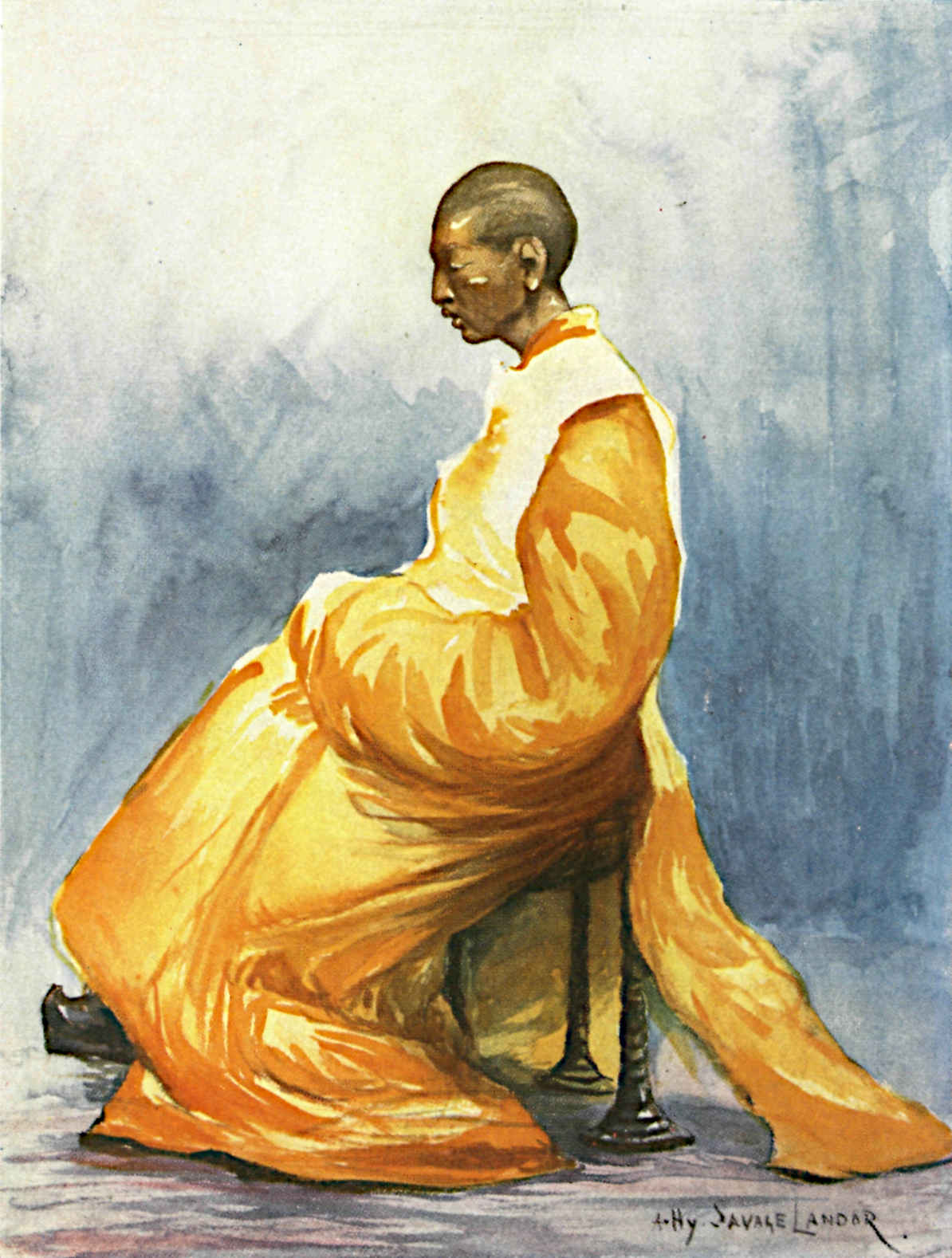 Painting of Buddhist priest sitting