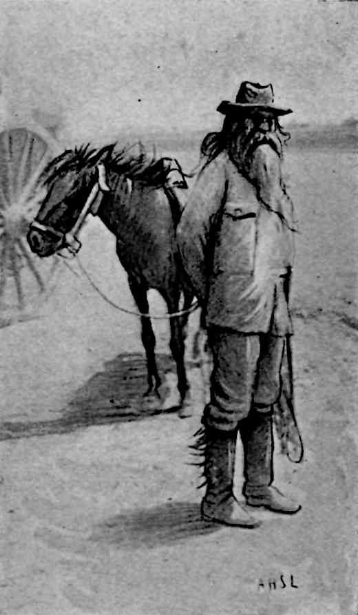 Bearded man in front of horse