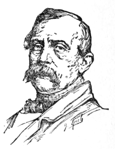 Bust of Enhuber, facing slightly left, looking forward; thick mustache, receding hairline.