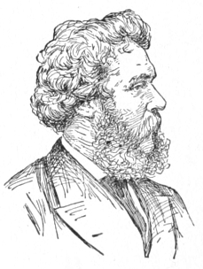 Bust of Thomas Faed, facing right. Full beard and mustache, short curly hair.