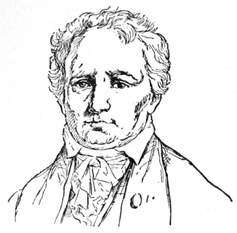 Bust of Fragonard, facing forward; clean shaven, short hair. High collar to the chin.