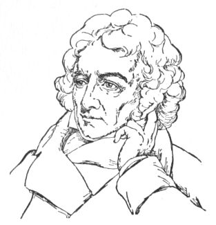 Bust of Fuseli, facing slightly left, left hand raised to side of face; thick curly hair