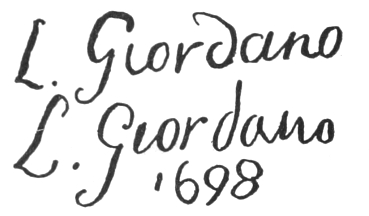 Signatures: L. Giordano and L. Giroano 1698