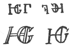 Four sets of interconneted initials: H G