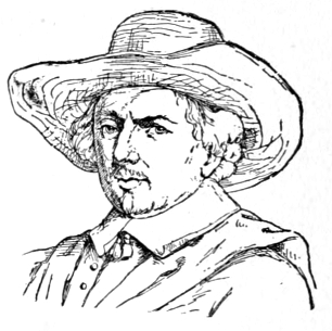 Bust of Goyen, facing slightly left; clean shaven, short hair, mostly covered by a wide-brimmed hat