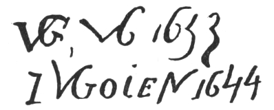 Initials and signature: VG, VG 1653, I VGoien 1644