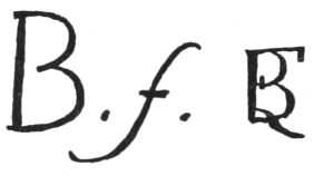 Initials: B. f., and intertwined initials BF.