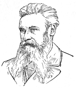 Bust of Hanoteau, facing slightly left; full mustache and French beard; hair brushed away from face.