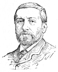 Bust of Humbert, facing forward; trimmed mustache and beard, short hair.