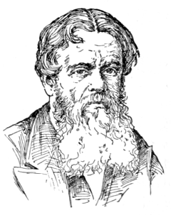 Bust of Hunt, facing forward; mustache and full beard; wavy hair parted in the center.