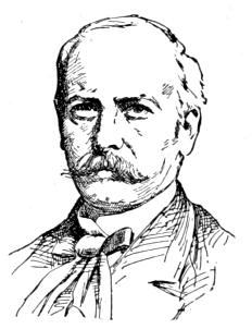 Bust of Hünten, facing forward; full mustache, receding hairline, short hair
