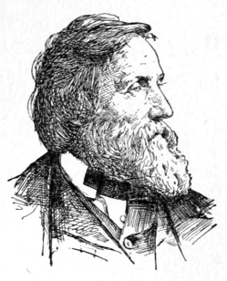 Bust of Huntington, facing right; full mustache and beard, wavy hair cut to nape.