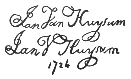 Signatures: Jan Van Huysum, Jan V Huysum 1724