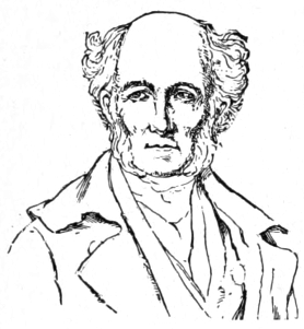 Bust of Isabey, facing slightly left; muttonchops, bald pate, wavy hair.