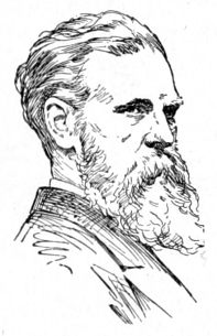 Bust of Kalckreuth, facing right; full mustache and beard; hair swept away from his face.