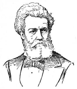 Bust of Karger, facing forward; full mustache and beard; thick hair brushed away from the face.