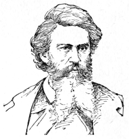 Bust of Kaulbach, facing forward; long French beard with sideburns, long mustache; thick wavy hair