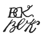 Interlocked initials: BCK; script: BCK.