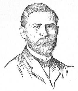 Bust of Kraus, facing slightly right; thick mustache and trimmed beard; short hair