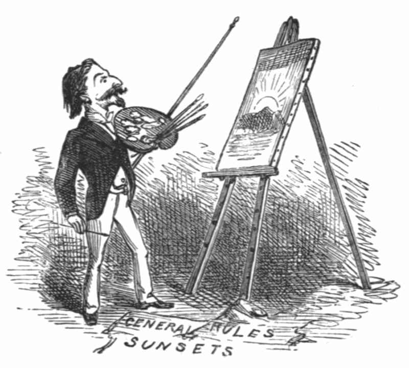 an artist admiring his handiwork on it's easel