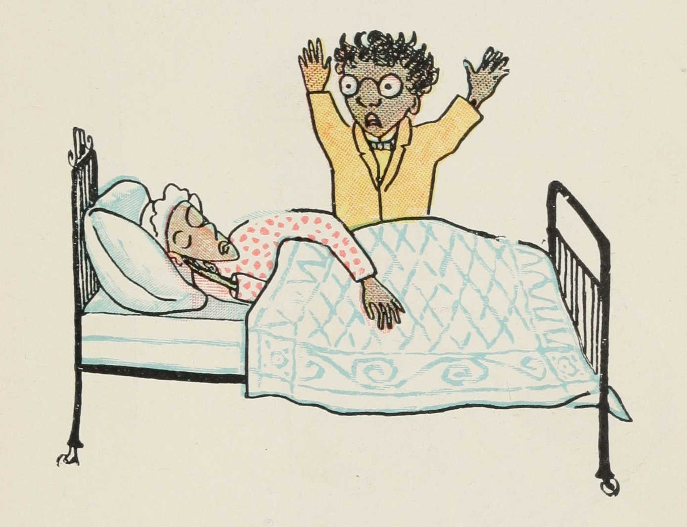 The doctor raises his hands in exasperation that Quibba's mother is not improving.
