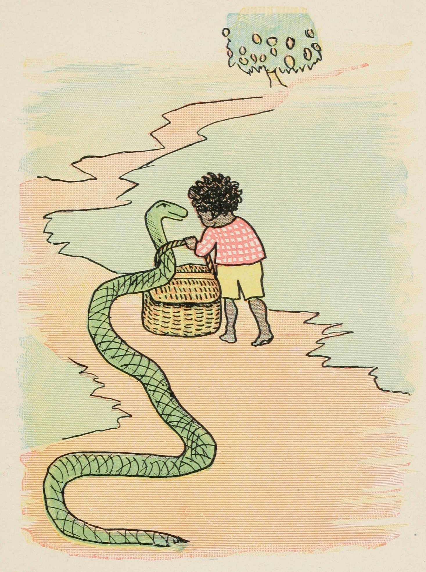 Quibba goes with the snake along the road.