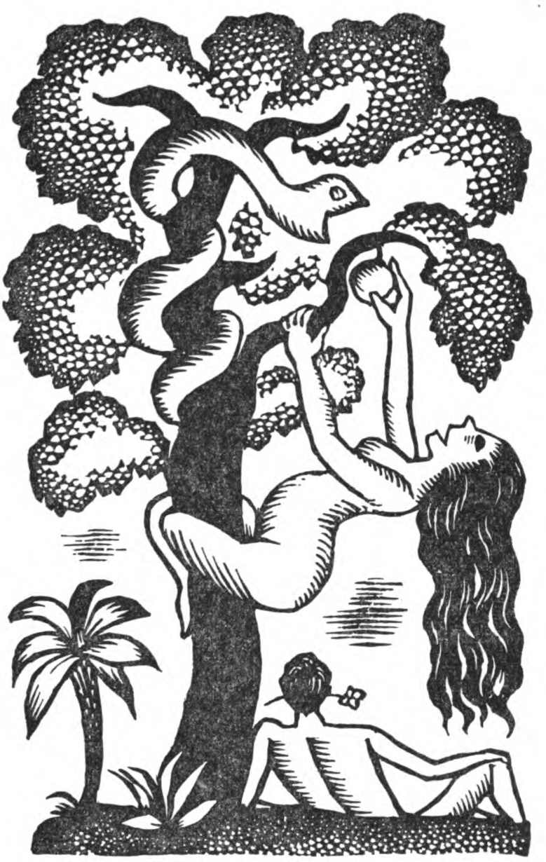 Woman and serpent in tree