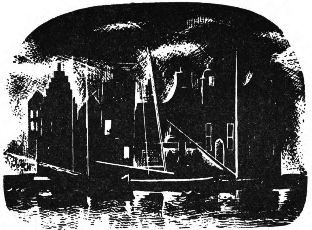 Sailboats in harbor at night