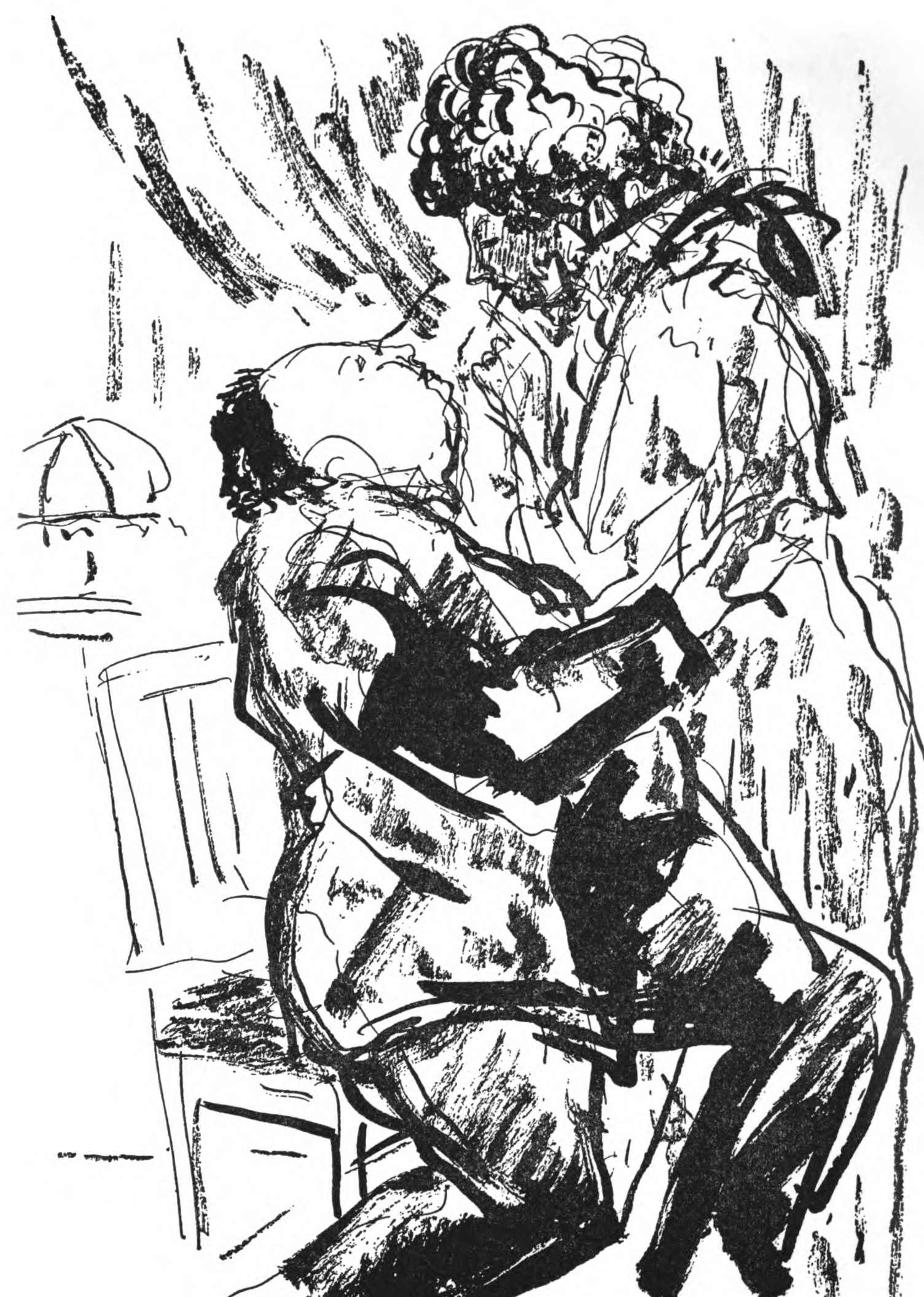 Man and woman embracing