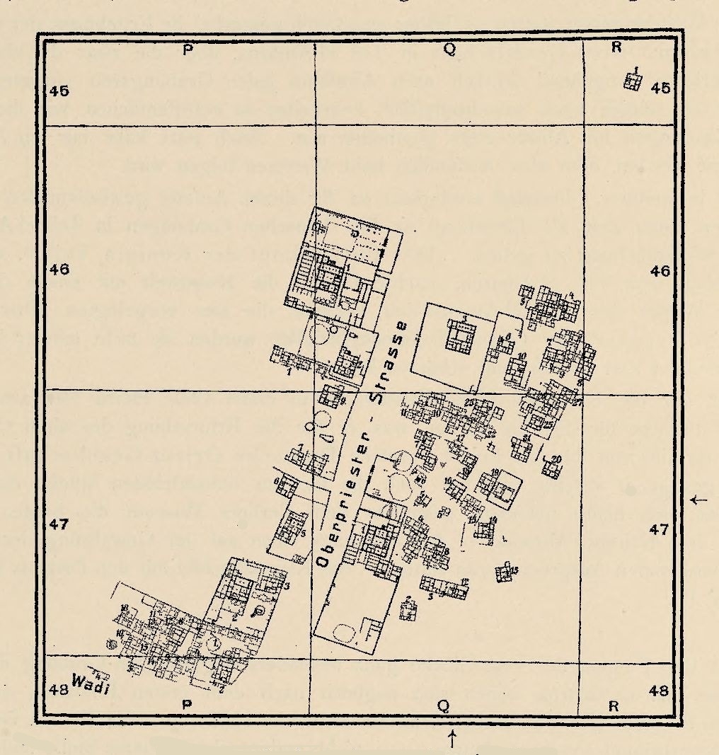Lageplan der 1912/3 ausgegrabenen Grundstücke.