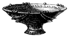 A decorative pedestal bowl adorned with beads along the rim and outer ridges.