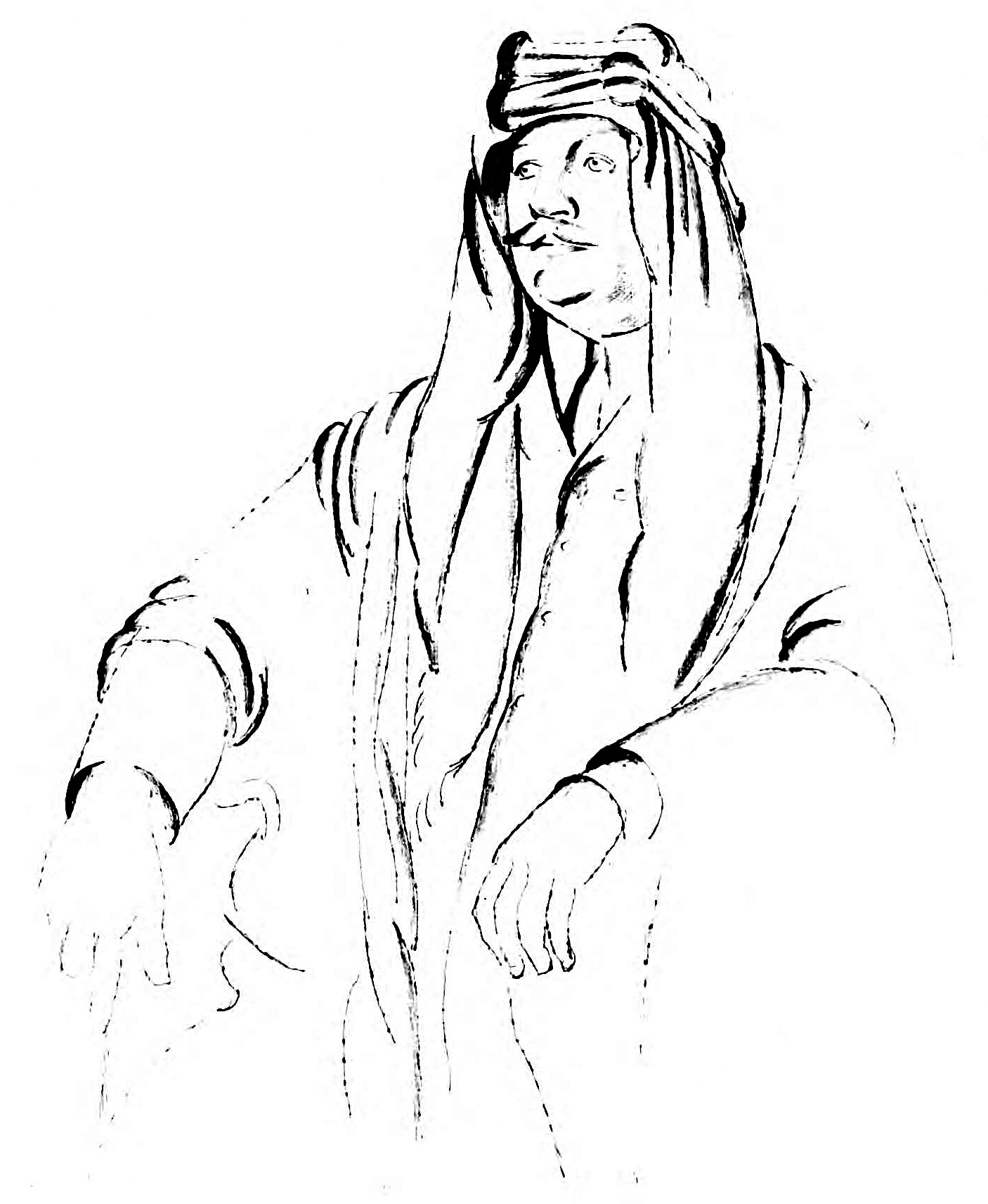 Pencil drawing, in Arab dress